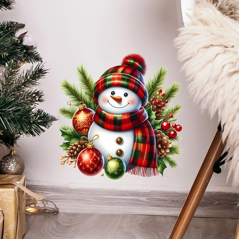 Pegatina de Pared Muñeco de Nieve de Navidad PVC Impermeable Autoadhesiva Calcomanía de Ventana Invierno Vacaciones Decoración