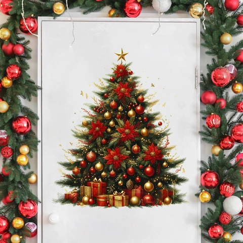 Kerstboom Muursticker PVC Waterdicht Vakantie Huis Decoratie Kerstster Bal Geschenkdoos Zelfklevend Feestelijke Muurdecoratie