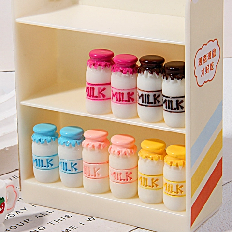 Miniature Milk Bottle Resin Ornaments Tiny Simulation Food Models For DIY Dollhouse Craft Desktop Decor Accessory
