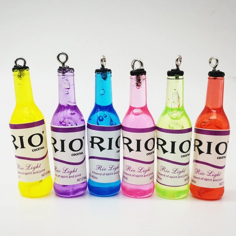Miniature Simulated Cocktail Bottle Resin Pendants For DIY Earring Keychain Phone Case Decoration Creative Drink Bottle Charms Jewelry Making