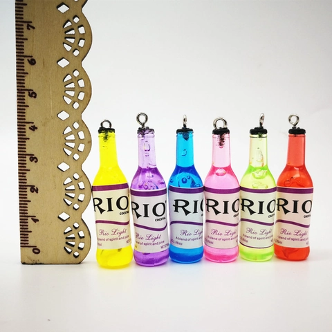 Miniature Simulated Cocktail Bottle Resin Pendants For DIY Earring Keychain Phone Case Decoration Creative Drink Bottle Charms Jewelry Making