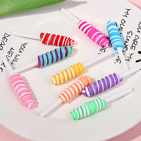 Simulation Polymer-Ton Lutscher DIY Zubehör Bunte Spirale Marshmallow Form Teile Für Haarklammern Handyhülle Dekoration Handgemachte Bastelbedarf