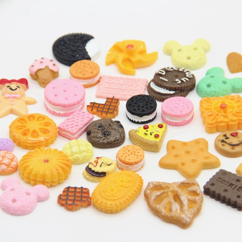 Simulation Lebensmittel Kekse Kuchen Harz Flatback Cabochon DIY Handwerk Zubehör Für Handyhülle Haarspangen Dekoration Gemischte Stile