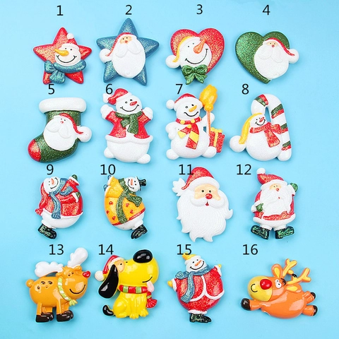 Patch in Resina Natalizia Accessori Magnete Frigo Fai da Te Babbo Natale Pupazzo di Neve Renna Decorazione per Artigianato