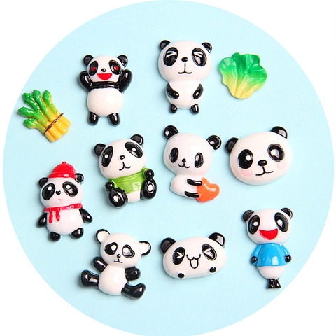 DIY Cartoon Panda Resin Patches For Phone Case Hair Accessories Decoration Handcraft Materials Kawaii Animal Resin Flatback