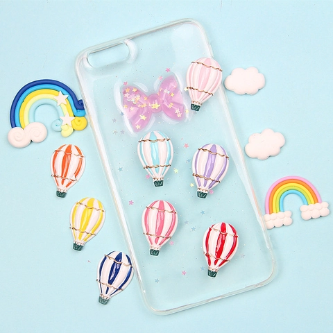 Bunte Heißluftballon Harz Anhänger DIY Zubehör Für Handyhülle Kopfschmuck Handwerk Cartoon Flatback Schmuckherstellung Komponenten