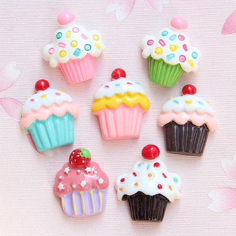 Simulation Lebensmittel Cupcake Harz Flatback Charms Für DIY Handyhülle Dekoration Miniatur Nachtisch Kuchen Handarbeit Materialien