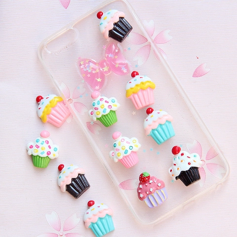 Simulation Lebensmittel Cupcake Harz Flatback Charms Für DIY Handyhülle Dekoration Miniatur Nachtisch Kuchen Handarbeit Materialien