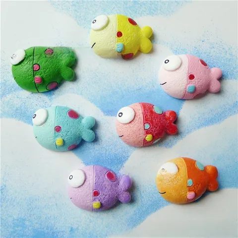 Cute Cartoon Fish Resin Patch DIY Shoe Charms Accessories Ocean Animal Resin Flatback For Fridge Magnet Jewelry Making