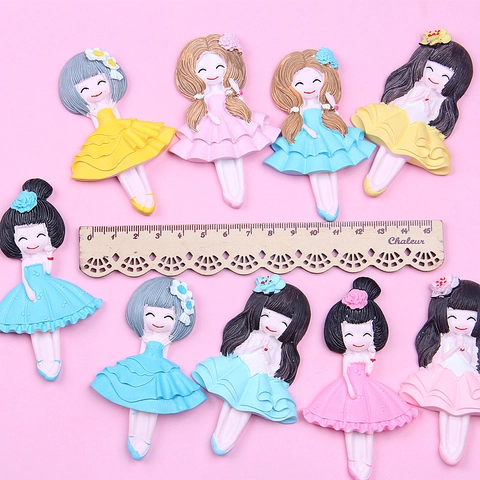 Cute Cartoon Ballet Girl Resin Flatback Cabochon DIY Phone Case Accessory Fridge Magnet Decoration For Girls Kids Crafting