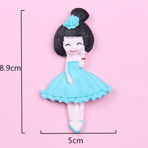 Cute Cartoon Ballet Girl Resin Flatback Cabochon DIY Phone Case Accessory Fridge Magnet Decoration For Girls Kids Crafting