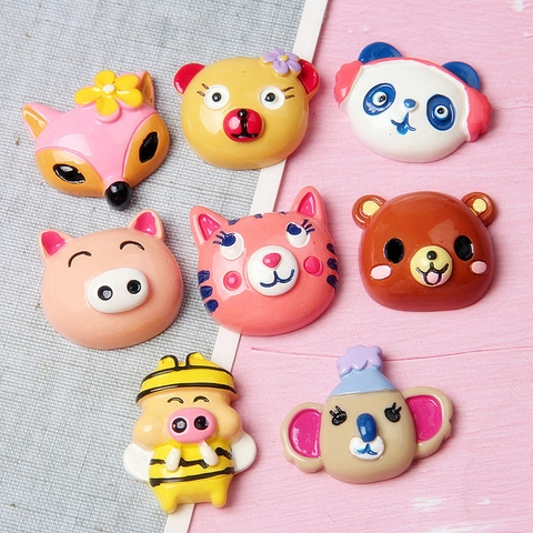 Cute Cartoon Animal Resin Charms For DIY Phone Case Material Hair Accessories Accessories Panda Fox Pig Bear Resin Flatback Findings