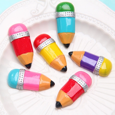 Grands Breloques Dos Plat en Résine Crayon de Couleur Simulé pour Coque de Téléphone DIY Aimant de Frigo Accessoires Bijoux