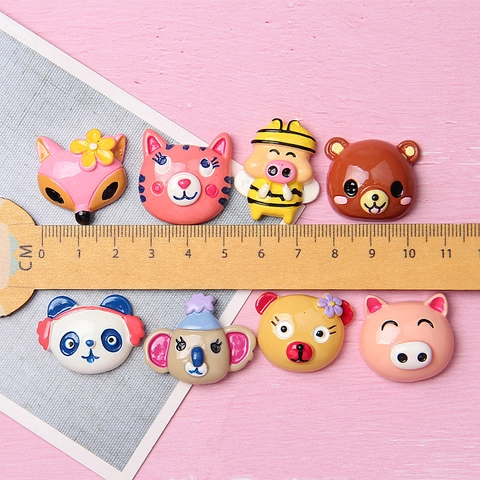 Cute Cartoon Animal Resin Charms For DIY Phone Case Material Hair Accessories Accessories Panda Fox Pig Bear Resin Flatback Findings
