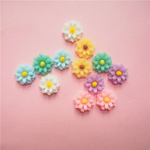 Vintage Resin Daisy Flower Cabochons DIY Earring Jewelry Making Accessories Phone Case Decor Mixed Colors Flower Parts