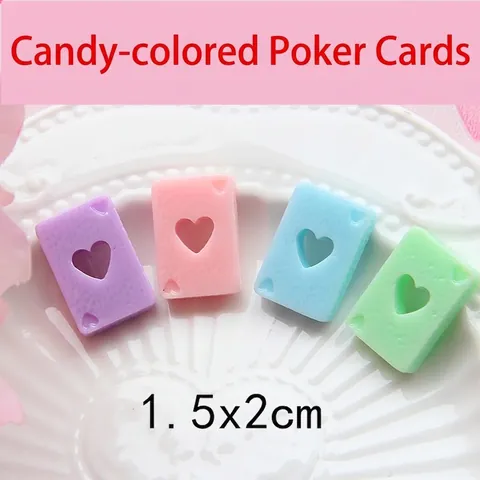 DIY Resin Heart Cutout Playing Card Accessories For Phone Case Jewelry Making Sweet Color Poker Flatback Resin Cabochon