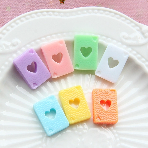 Accessoires de Cartes à Jouer Ajourées en Cœur en Résine DIY pour Coque de Téléphone Bijoux Couleur Sucrée Poker