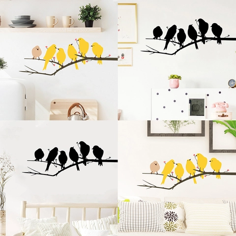 Adesivo Murale Moderno Minimalista Uccello Su Ramo Impermeabile PVC Decalcomania Per Soggiorno Camera Da Letto Casa