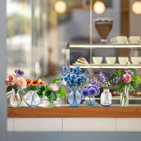 Pellicola Statica per Finestre Pattern Vaso e Fiori in PVC Adesivo Removibile Porta in Vetro Decorazione Casa Ufficio