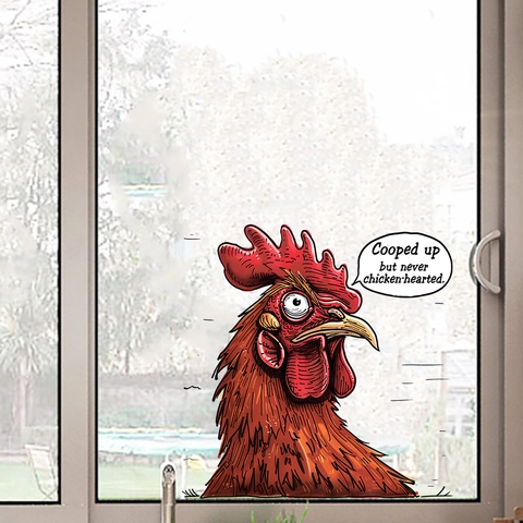 Pegatina de Ventana Moderna Cabeza de Gallo Adherencia Estática Removible Impermeable PVC Calcomanía de Vidrio Para Refrigerador Auto Casa