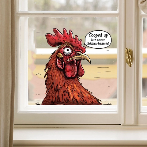 Pegatina de Ventana Moderna Cabeza de Gallo Adherencia Estática Removible Impermeable PVC Calcomanía de Vidrio Para Refrigerador Auto Casa