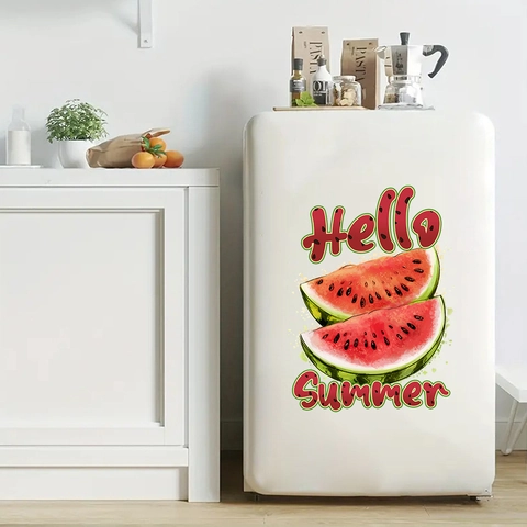 Adesivo da Parete Impermeabile in PVC Summer Watermelon Hello Summer per Soggiorno Cucina Bagno Decorazione Domestica Removibile