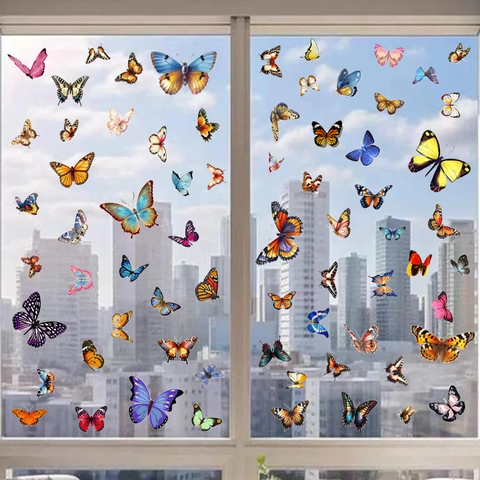 Kleurrijke Vlinder Statische Vensterstickers Waterdicht PVC Verwijderbare Glasstickers Modern Minimalistisch Vlinder Stickers Huis Decoratie