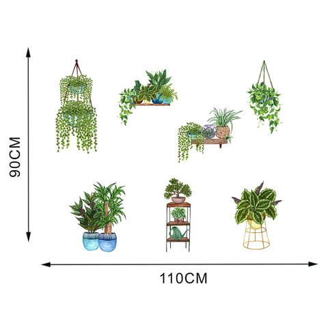 Watercolor 3D Green Plants Potted Wall Stickers Waterproof PVC Removable Floral Leaf Nordic Decorative Wall Decals For Bedroom Living Room Home Decor