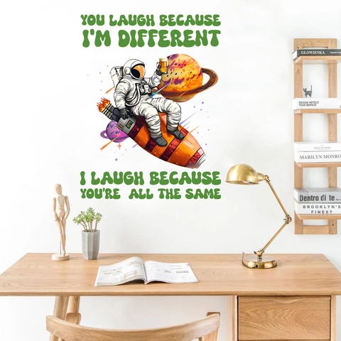 Astronaut Rakete Planet Weltraumthema Wasserdicht PVC Wandtattoo Mit Inspirierendem Zitat Für Wohnzimmer Schlafzimmer Deko
