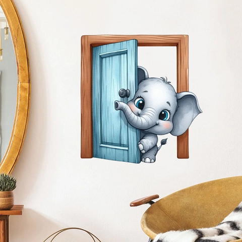 Pegatinas Pared Animales Dibujos Animados 3D Elefante Vaca Zorro Ardilla Adhesivos Puerta PVC Impermeable Decoración Hogar