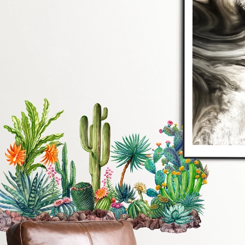 Kaktus Und Sukkulenten Wandtattoos PVC Wasserdicht Selbstklebend Wandaufkleber Für Wohnzimmer Schlafzimmer Kinderzimmer Deko