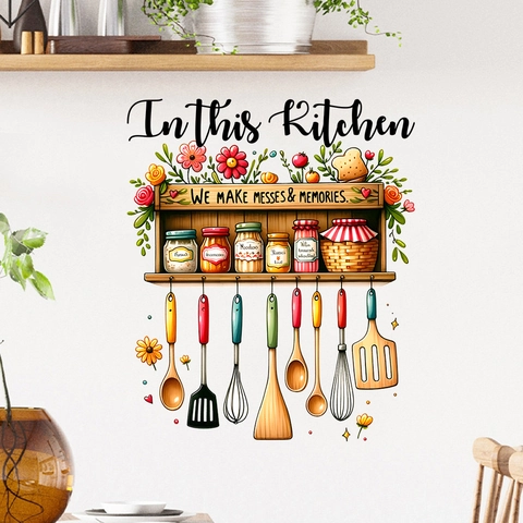 Self Adhesive Waterproof PVC Kitchen Wall Stickers Chef Quote Pattern Decals For Kitchen Dining Room Home Decoration