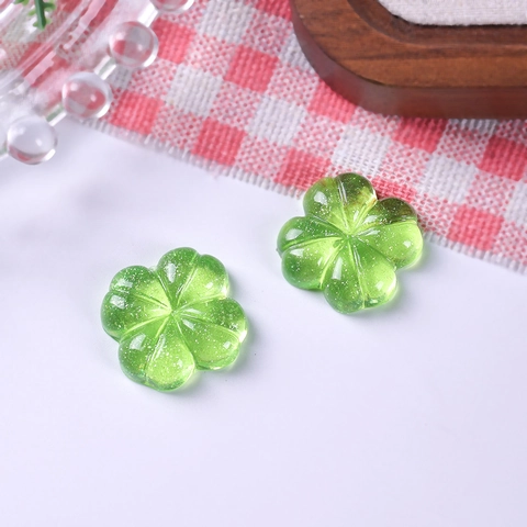Transparente Harz Vierblättriges Kleeblatt Blume DIY Schmuck Charms Glitzer Floral Anhänger Für Ohrring Schlüsselanhänger Dekor