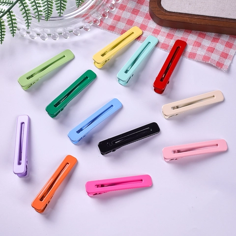Ματ Μεταλλικό Κλιπ Μαλλιών Πάπια Candy Color Μινιμαλιστικό Ορθογώνιο Κοίλο Κλιπ Κροκόδειλος για Γυναίκες Κορίτσια