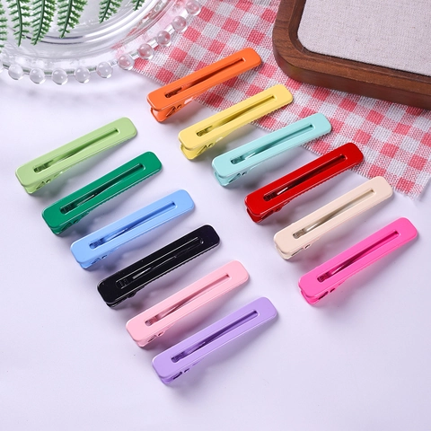 Ματ Μεταλλικό Κλιπ Μαλλιών Πάπια Candy Color Μινιμαλιστικό Ορθογώνιο Κοίλο Κλιπ Κροκόδειλος για Γυναίκες Κορίτσια