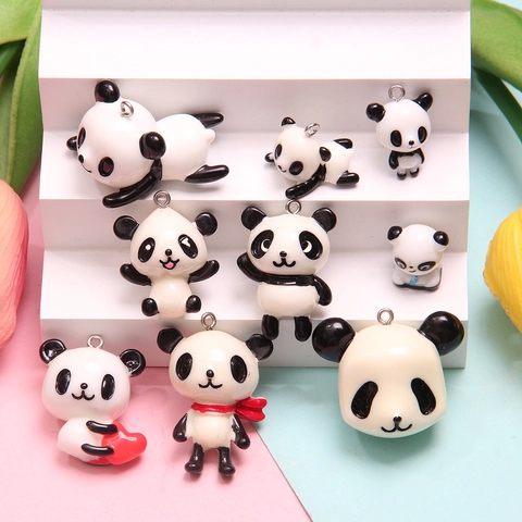 Cartoon Panda Resin DIY Pendants Cute Animal 3D Charms For Keychains Handmade Jewelry Decoration Creative Accessories For Women