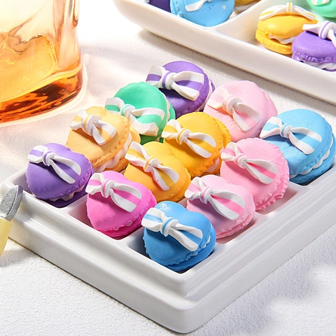 Handmade Polymer Clay French Macaron Cake DIY Charms Bow Sweet Colorful Dessert Decoration For Phone Case Keychain Crafts Jewelry Making