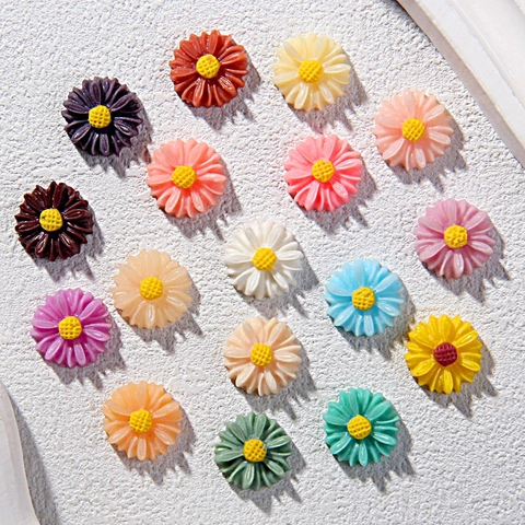 Cabochon a Forma di Margherita in Resina Colorata Accessori Fai da te per Cover di Cellulari Orecchini Gioielli Decorazione