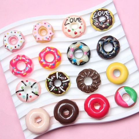 Simulation Donut Resin Charms For DIY Jewelry Making Keychain Cream Glue Accessories Cute Dessert Food Play Handcraft Decor