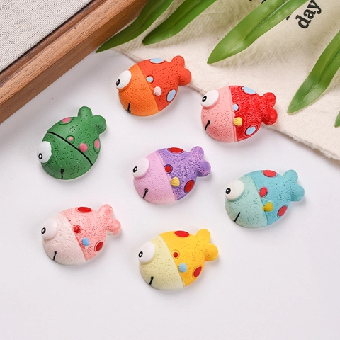 Cute Cartoon Fish Resin Patch DIY Shoe Charms Accessories Ocean Animal Resin Flatback For Fridge Magnet Jewelry Making