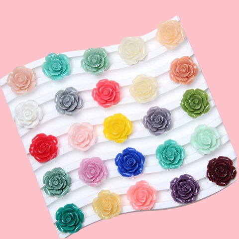 19mm Vintage Barock Harz Rose Blumen Cabochons 3D Relief Flatback DIY Zubehör Für Ohrringe Haarklammern Damen Schmuck