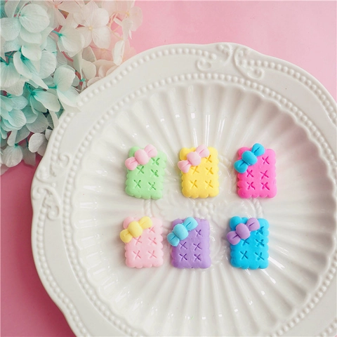 Polymer Clay Bowknot Biscuit DIY Accessories Sweet Macaron Color Cookie Charms For Phone Case Decor Hair Material Craft