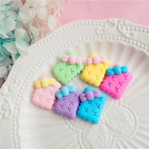 Polymer Clay Bowknot Biscuit DIY Accessories Sweet Macaron Color Cookie Charms For Phone Case Decor Hair Material Craft