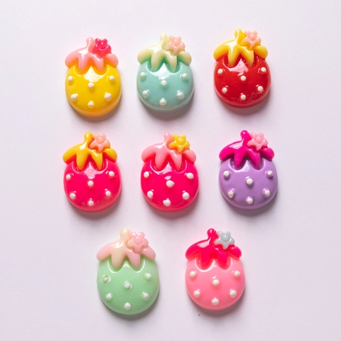 Cute Resin Strawberry DIY Accessories Polka Dot Cabochons For Hairpin Phone Case Decoration Multi Color Crafting Supplies