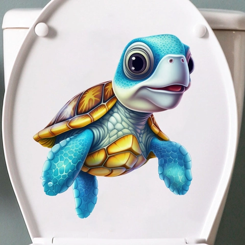 3D Cartoon Sea Turtle Waterproof Wall Sticker PVC Removable Decal For Toilet Lid Bathroom Living Room Home Decor