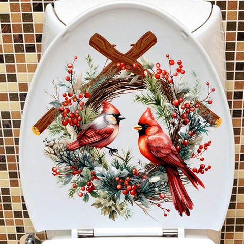 Pegatina de Pared de PVC de Guirnalda de Pájaros de Navidad Autoadhesiva Impermeable para Baño Sala de Estar Hogar