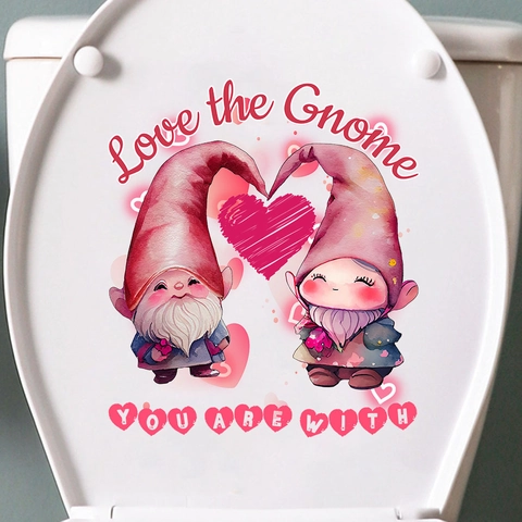 Adesivo per Copriwater di San Valentino Impermeabile in PVC Gnomo Mucca delle Highlands Camion Cuore Decorazione Bagno