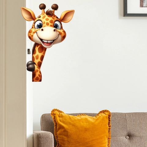 Niedlicher Cartoon Giraffe 3D Wandaufkleber Wasserdicht Abnehmbar PVC Aufkleber Für Kinderzimmer Wohnzimmer Heimdekor Wandbild