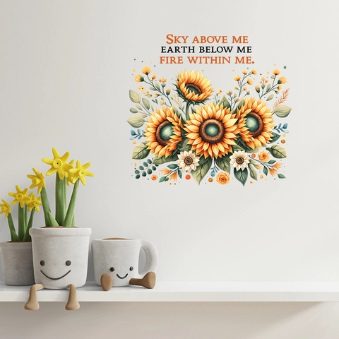 Pegatina de Pared Girasol Frases Inspiradoras PVC Impermeabile Removible Autoadhesivo Calcomanía Floral Para Decoración Del Hogar