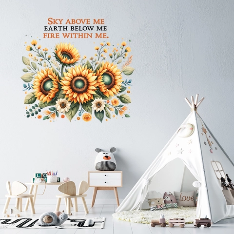 Pegatina de Pared Girasol Frases Inspiradoras PVC Impermeabile Removible Autoadhesivo Calcomanía Floral Para Decoración Del Hogar